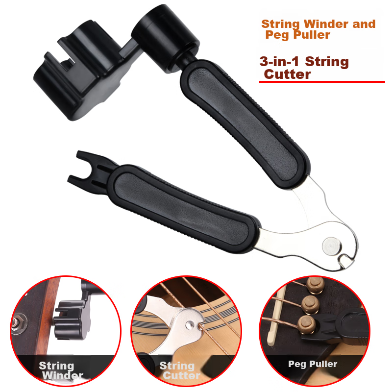 Maneryuepu Guitar String Changing Tool, String Cutter Pliers, Folk Acoustic Guitar String Changing Tool, String Puller, String Winder, Guitar Accessories