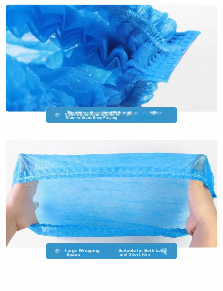 Gongzhe Disposable Hood, Thickened Non-Woven Dust-Free Hood, Strip Isolation Hood for Kitchen, GZ-T Blue, Pack of 100 9