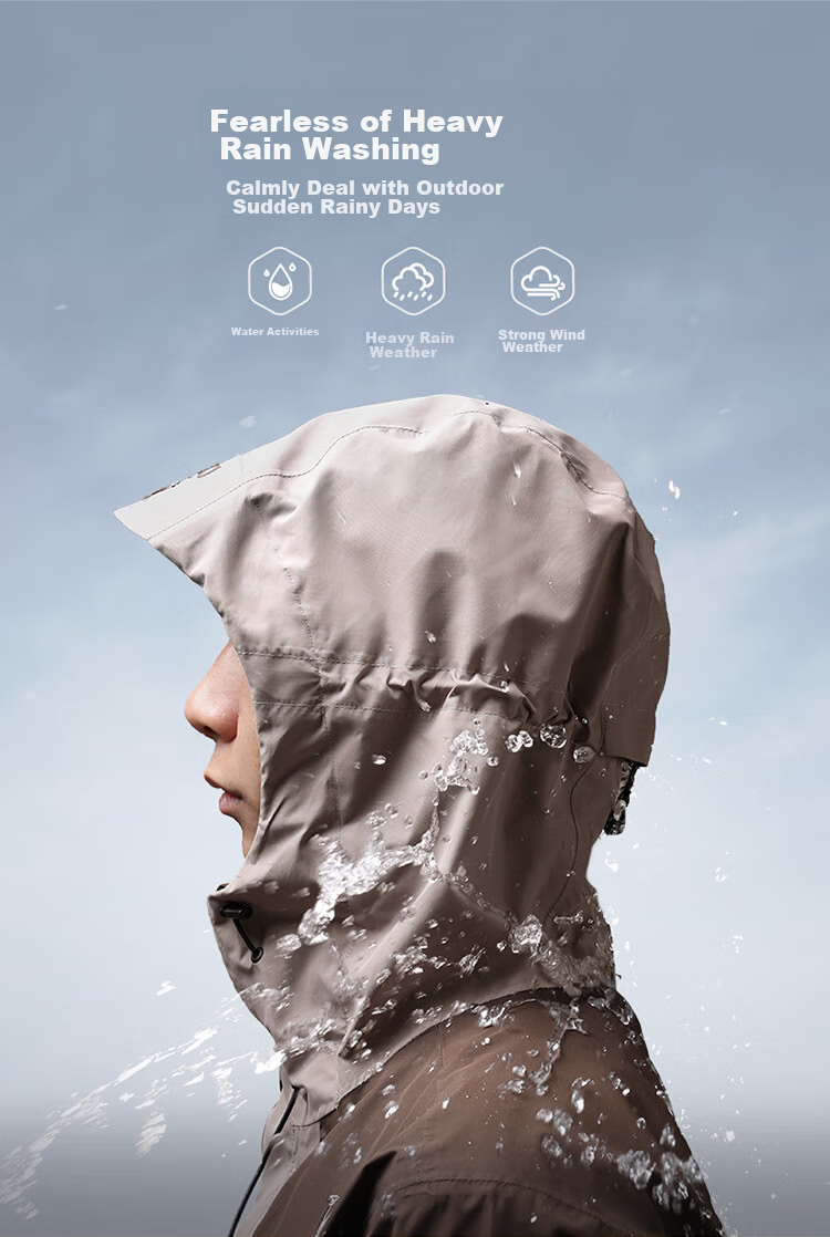 CAMEL Outdoor Hardshell Waterproof Jacket AK80 for Men, Heavy Rain Protection, Tibet Travel, Mountaineering Coat A14CATR722 6