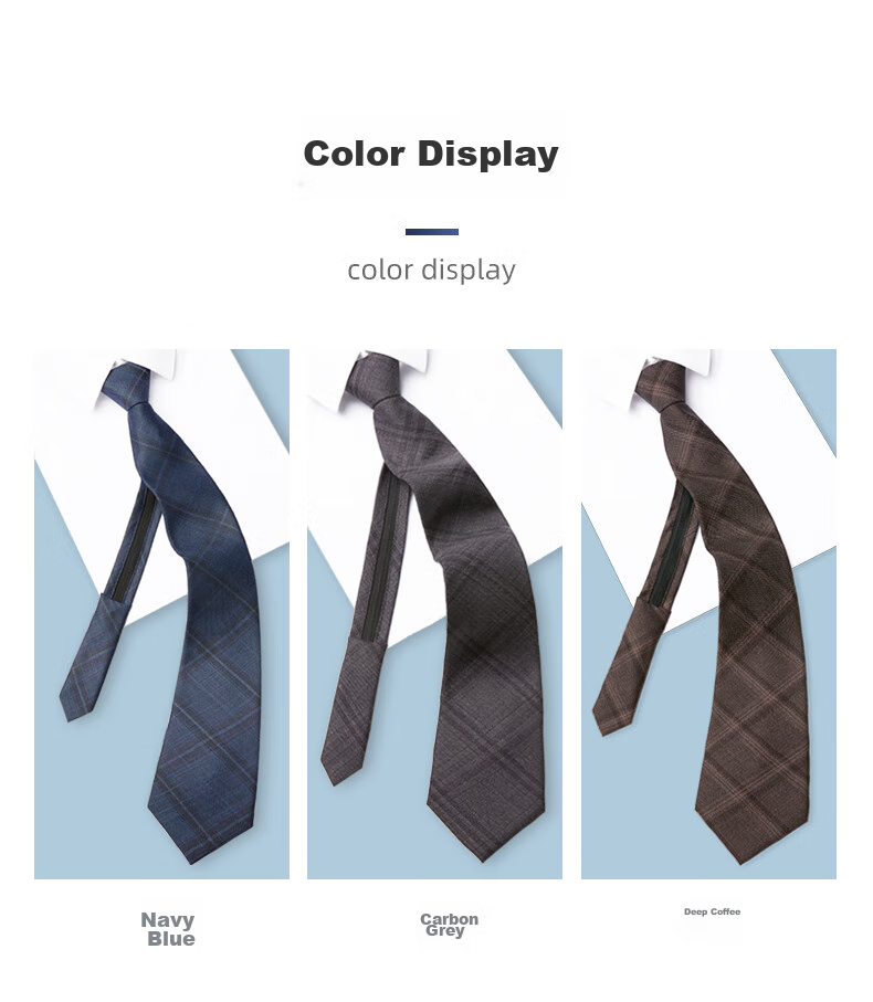 Luomeng Men's Necktie JK Formal Wedding Groom's Tie, 7cm Thin Style, No-Tie Zipper, Gift Box Set for Boyfriend 10