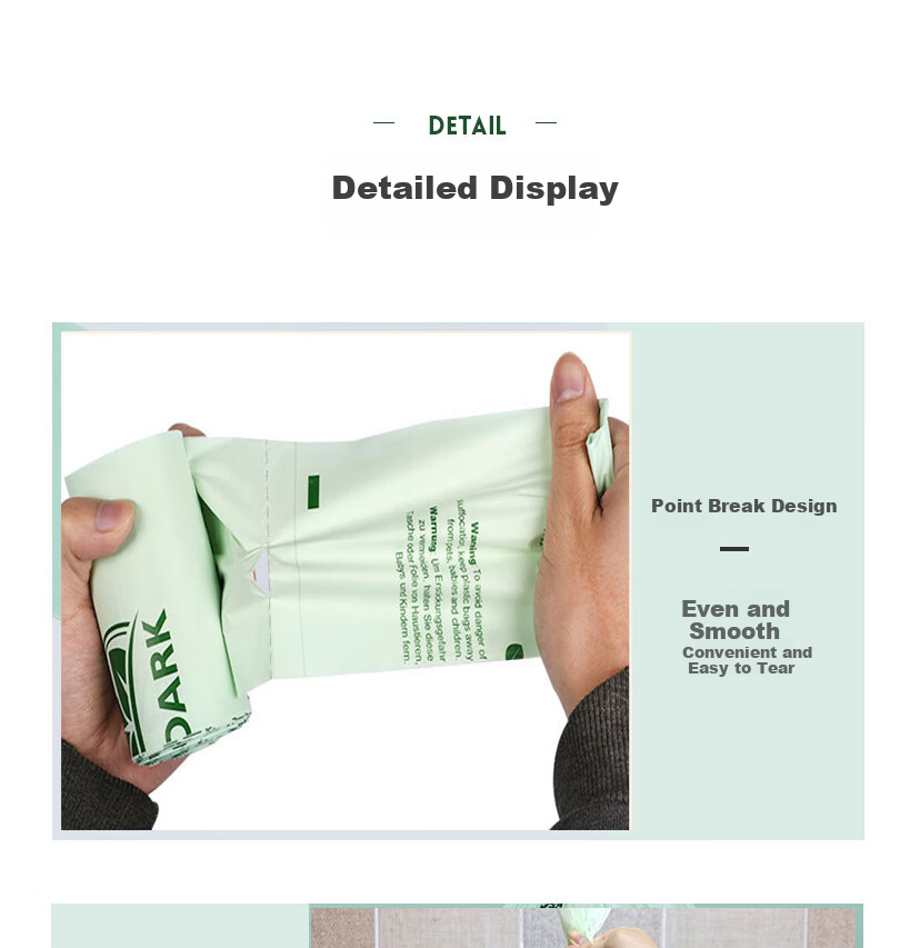 Haisidike Biodegradable Garbage Bags, Light Green, 8L (40*38cm), 50 Pieces, PLA Corn Starch Biodegradable Compostable Garbage Bags, Disposable Eco-Friendly Bags, HKZX-36 5