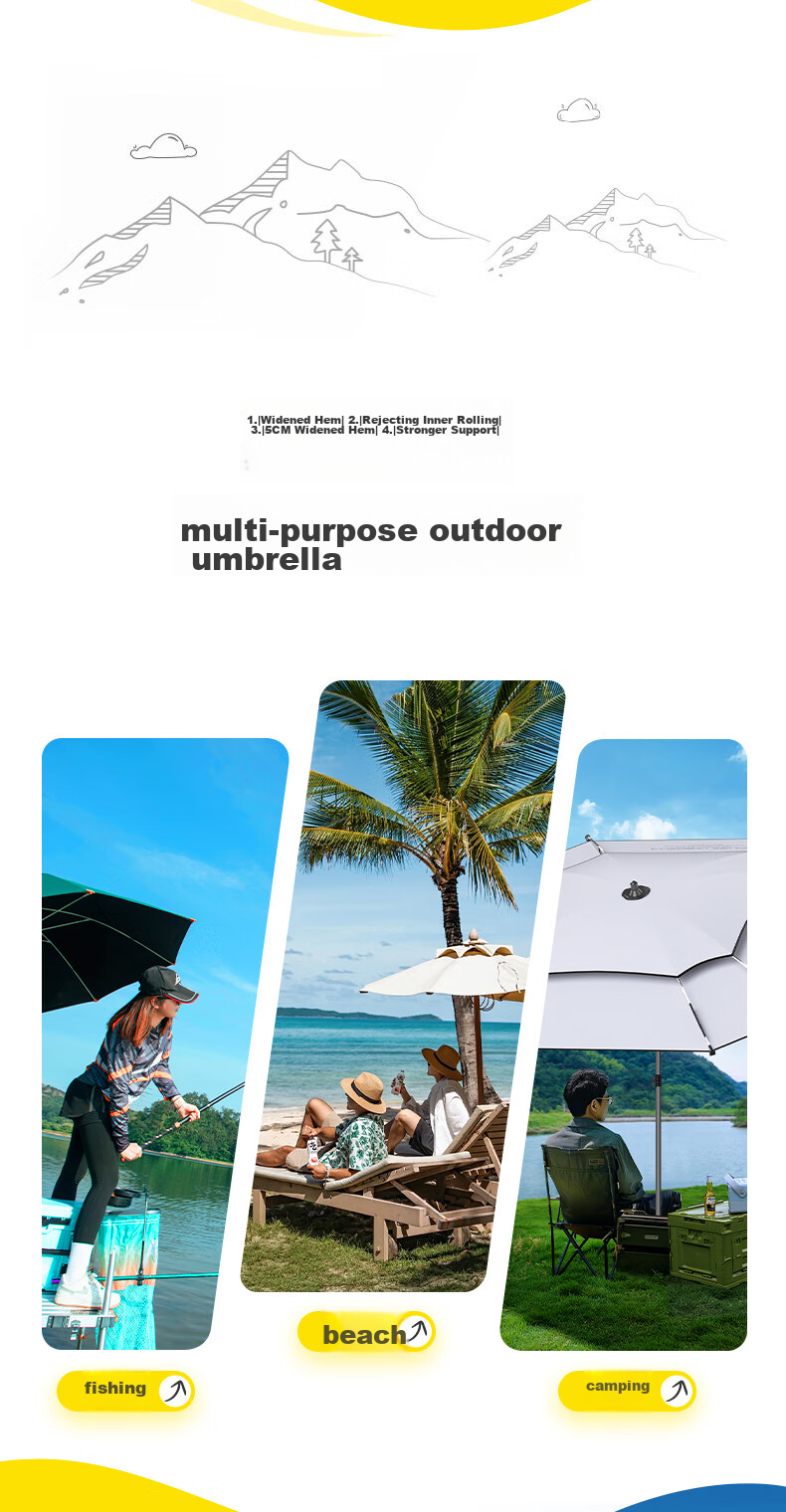 JIADIAONI Square Umbrella Fishing Umbrella Large Fishing Umbrella 2024 Sun Umbrella Outdoor Sun Protection Specialized Rain Umbrella 2.2 Meters 2