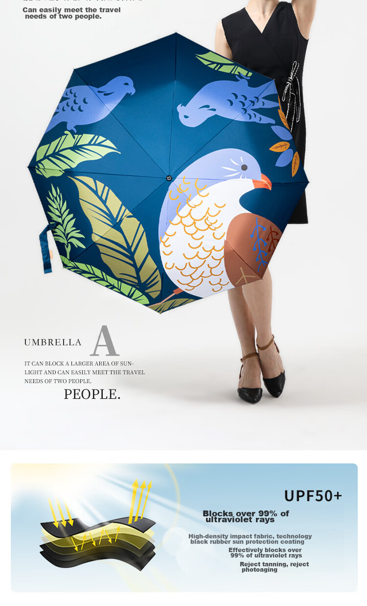 Marie Claire Long Handle Umbrella with Curved Hook And Straight Ribs, High-Quality Women's Umbrella, 8 Ribs Windproof, Dark Blue 2