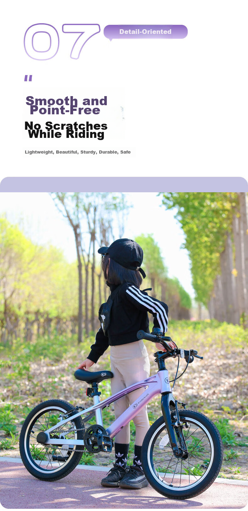 KinderKraft Children's Bicycle for Ages 4-6 Student Single Bike Mountain Bike Gift for Boys And Girls, 18-Inch Purple 21