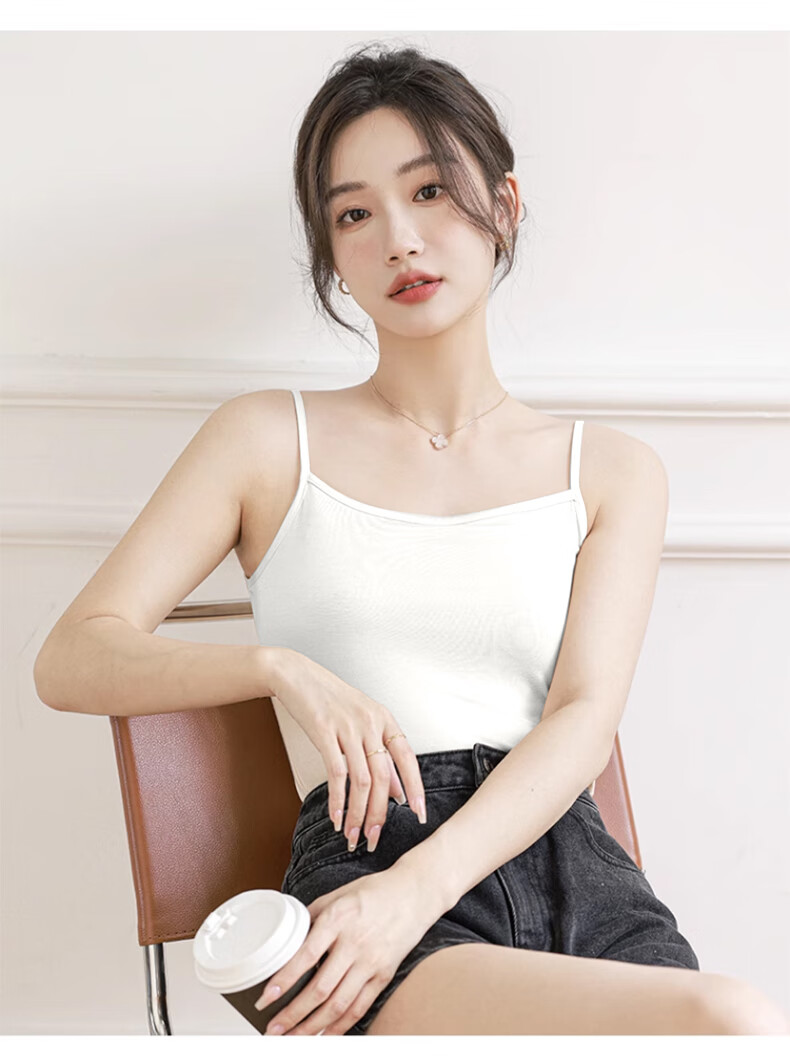 FitonTon, 2-Piece Modal Camisole Tank Top for Women, Thin Undershirt, Sweat-Absorbing And Breathable, Suitable for Outer Wear Or Inner Layering, White And Black 14