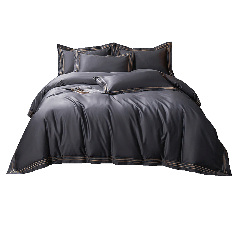 La Torretta 120-Piece Long-Staple Cotton Bedding Set, Pure Cotton All-Season High-Quality Bedding with Duvet Cover And Bed Sheet, Dark Gray, for 1.8/1.5 Meter Bed