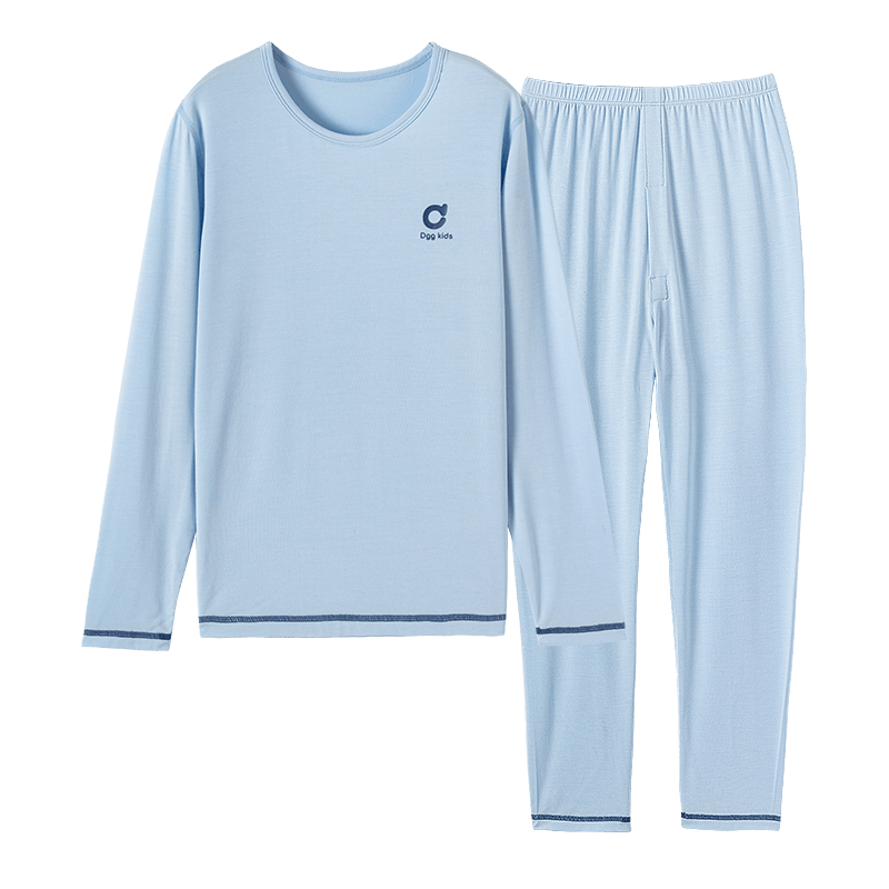 Dingguagua Children's Pajamas, Modal Cotton, Spring And Summer Thin Style, Boys' Home Wear, Long-Sleeve Autumn Underwear Set, Blue, Size 150