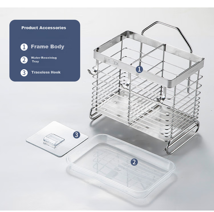 MAXCOOK Wall-Mounted Chopstick Holder, 304 Stainless Steel Chopstick Storage Rack, Spoon And Tableware Organizer with Draining Function MCWA828 11