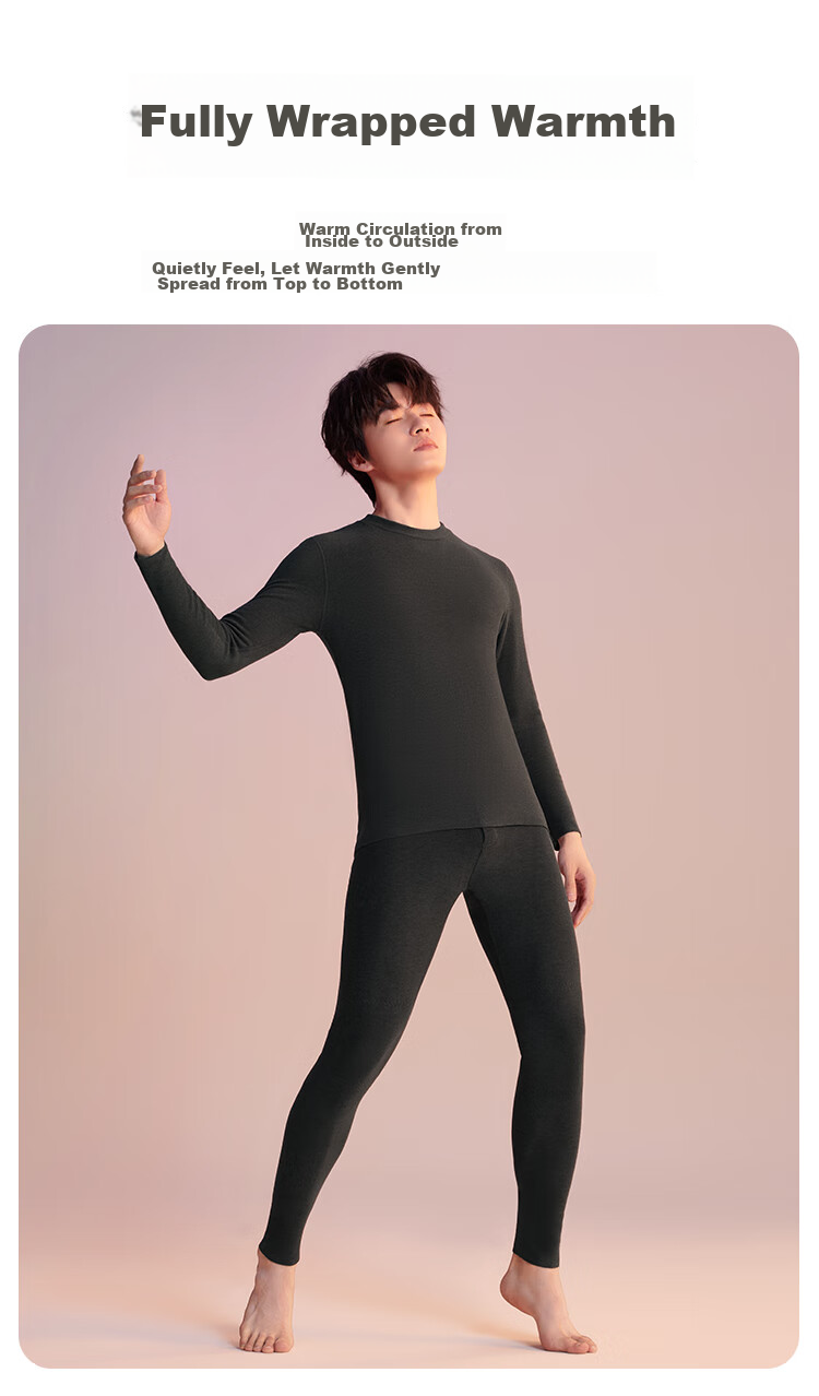 Hodo [Same As in Mall] 320GB Women's Thermal Underwear, Warm Half-Turtleneck Autumn Top And Pants, Knee Protection Thermal Set 9