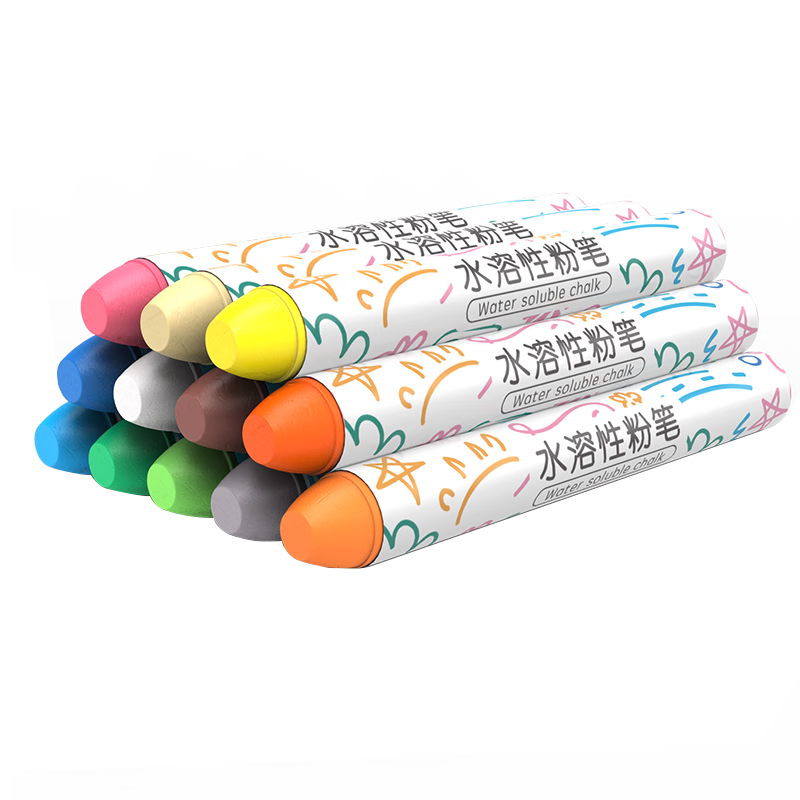 AUCS Colored Water-Soluble Dust-Free Chalk Blackboard Children's Stationery, 12 Non-Toxic Household Baby Toddler Small Blackboard for Newspaper And Drawing, Colorful Non-Staining Hand Chalk Dust-Free
