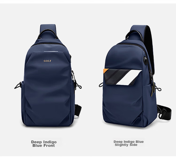 GOLF Chest Bag for Men, Contrasting Color Shoulder Crossbody Bag, Casual Phone And IPad Bag, Multi-Compartment Sports Small Backpack, Running Pack 24