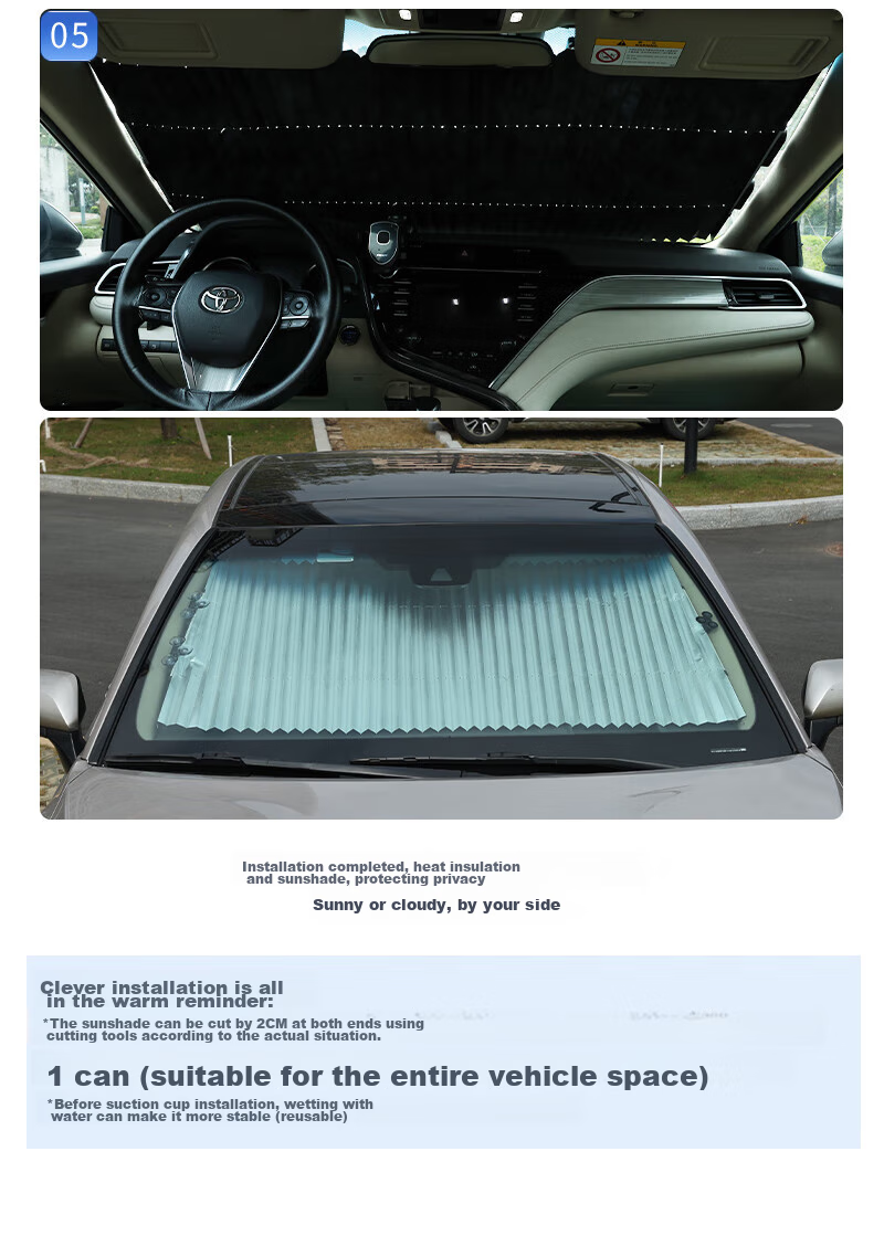 Huashi Car Sunshade, Front Windshield Automatic Retractable Suction Cup Type, Specialized Car Sunshade, Windshield Sunshade And Heat Insulatio 11