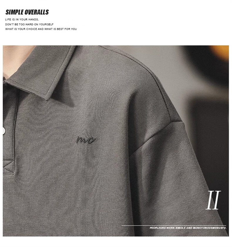 Jeanswest American Vintage Polo Shirt Men Summer Simple Heavyweight Loose Fit Plus Size Short Sleeve Top 7