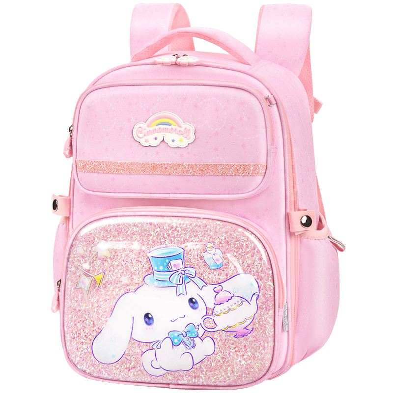 Hello Kitty Children's Backpack for Elementary School Girls Grades 1-3, Cinnamoroll Cartoon Double Shoulder Bag for School Start DB96601B Pink