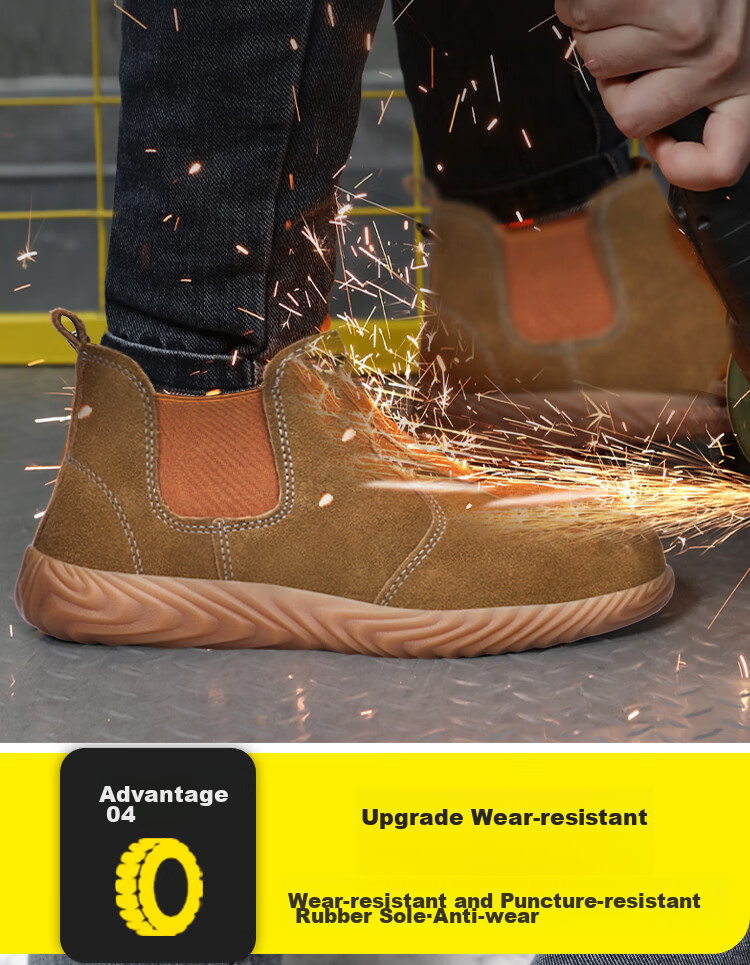 JUNBU Welding Safety Shoes for Men with Steel Toe Cap, Anti-Smashing, Puncture-Resistant, Lightweight, Anti-Scalding Construction Site Safety Work Shoes 1061L Size 37 8