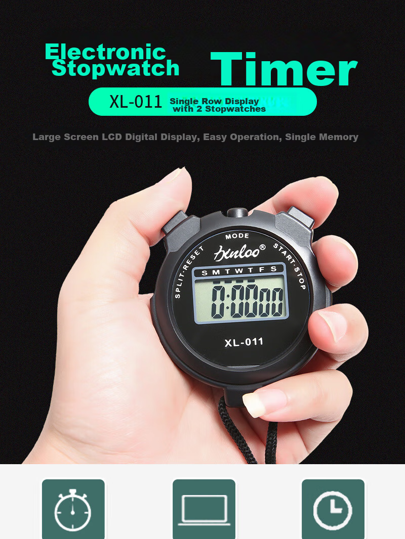 GEDUN Stopwatch Timer Electronic Timer Silent Single Row 2-Channel Student Alarm Clock for Running, Sports, Fitness, Swimming 1