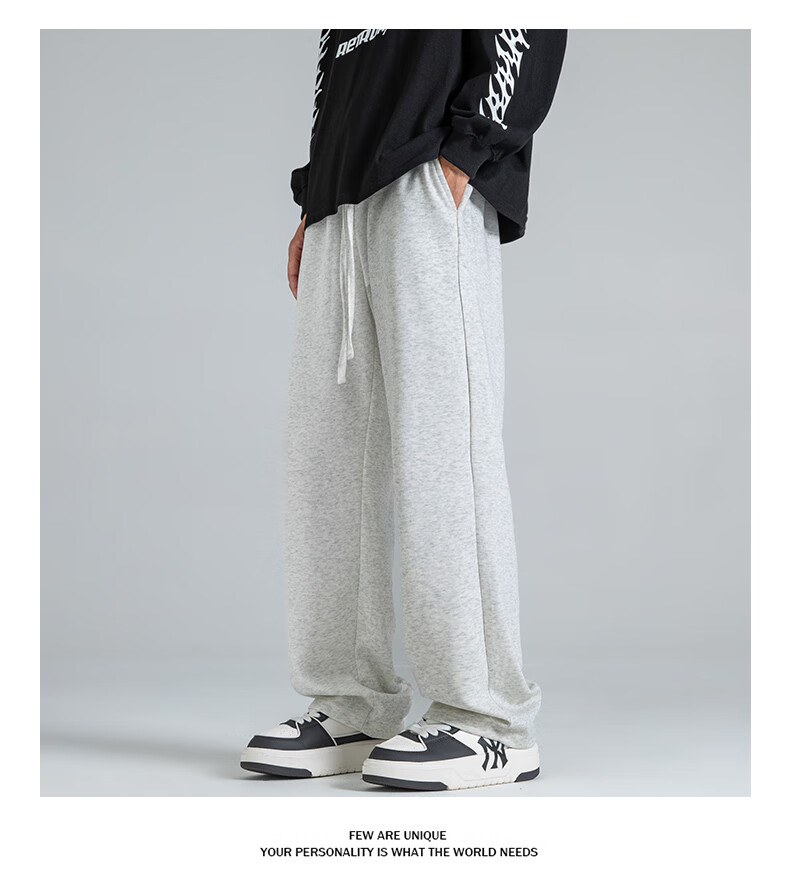 Homlean American Retro Casual Pants for Men, Summer Comfortable Versatile Loose Wide-Leg Trousers with Draping Effect, An04 White-Gray XL 5