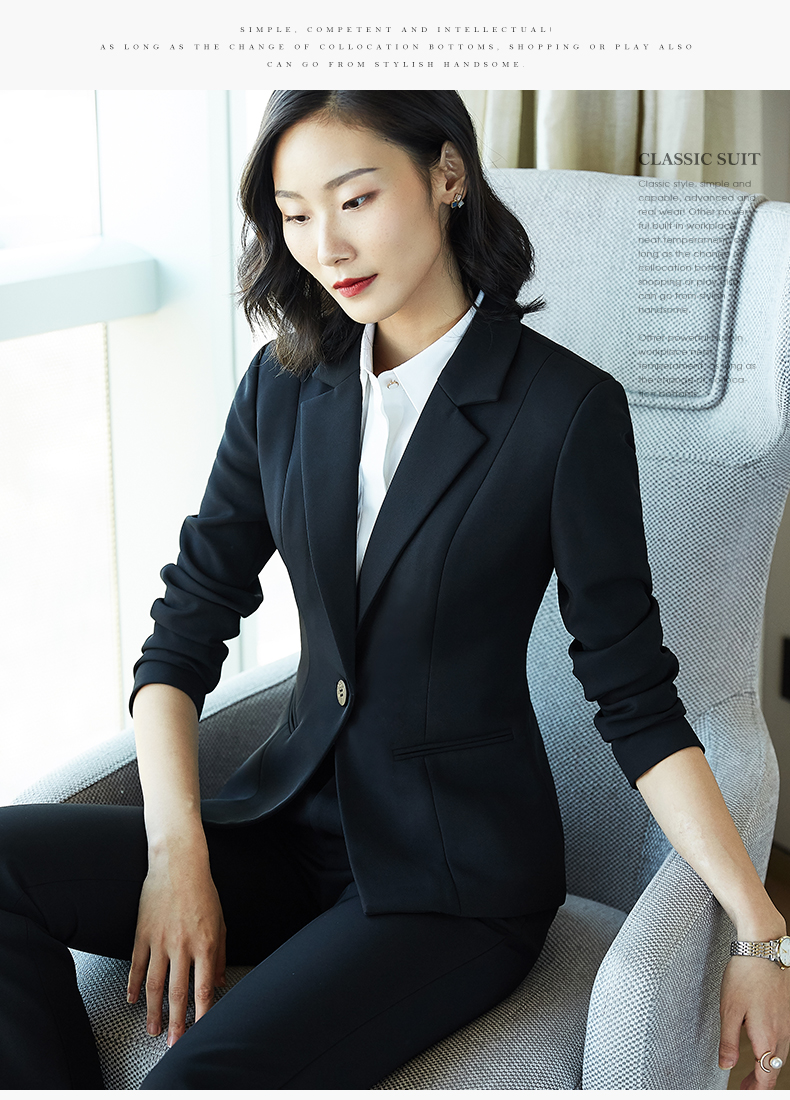 Quehou Spring And Autumn 2022 Fashion Casual Blazer Women's Professional Work Uniform Interview Formal Suit Jacket, Black, Size S 12