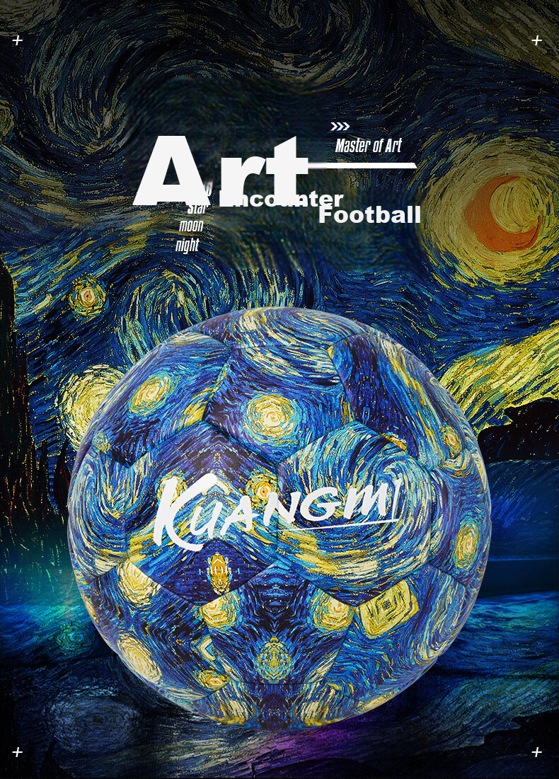 Kuangmi Van Gogh Starry Sky Soccer Ball Size 5, Standard Birthday Gift for Middle School Students, Professional Adult Competition Ball Size 5 1