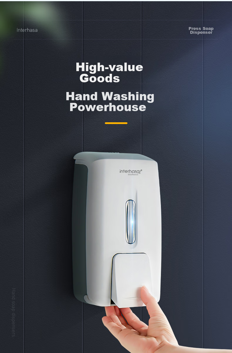 Interhasa! F9088 Wall-Mounted Manual Soap Dispenser, Push-Button Soap Dispenser, Kitchen Dish Soap Bottle, Hand Sanitizer Container, No Drilling Required 17
