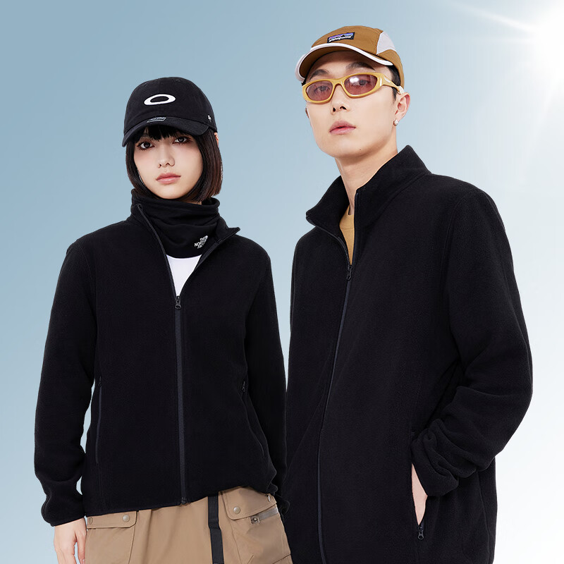 JD Original Fleece Jacket, Anti-Static Fleece Coat, Warm Sweatshirt, Unisex T-Shirt Undershirt, Black, XS