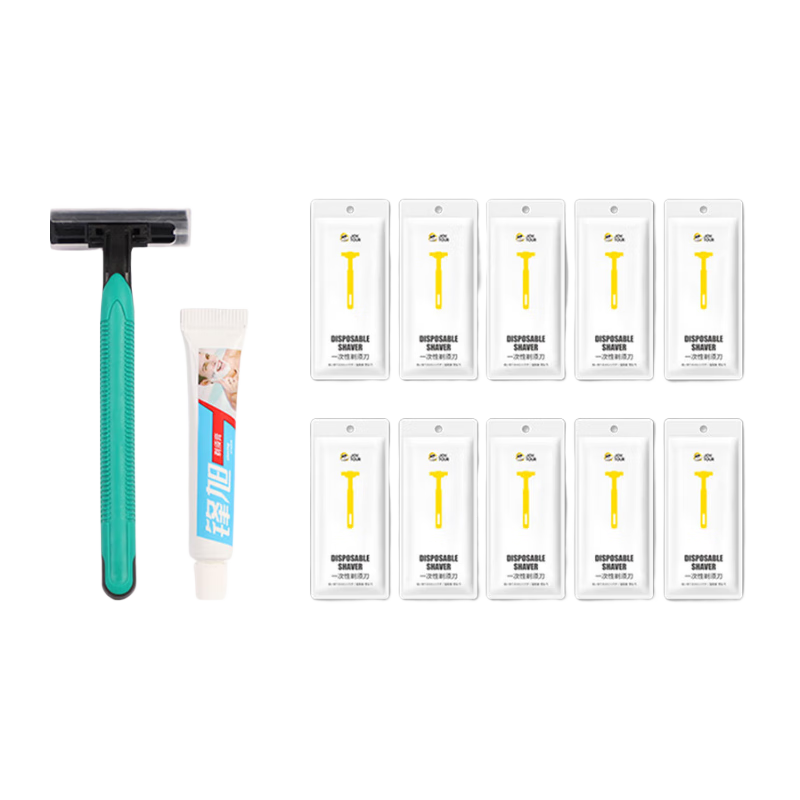 JOYTOUR Disposable Razor (With Shaving Foam), Travel Essential Toiletry Set, Hygiene Products, 10-Piece Set