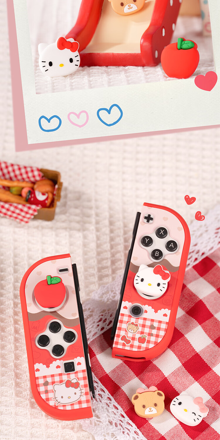 Jixiang SWITCH Joystick Cap, Suitable for Switch/OLED/NS/Lite Hello Kitty Silicone Handle Button Protective Cap, Cute 2