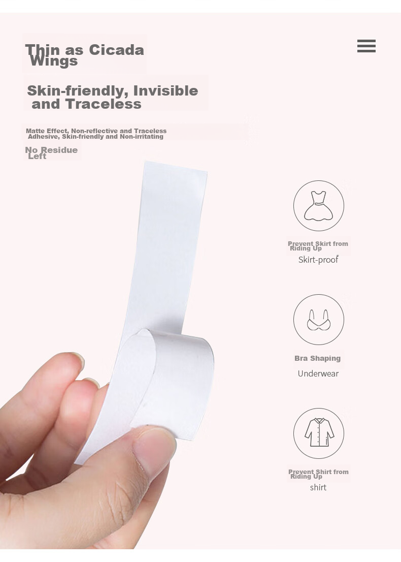 FitonTon Anti-Exposure Stickers Invisible Shirt Chest Double-Sided Tape Blouse Dress Collar Anti-Exposure Device Non-Slip Adhesive Patches 72 Pieces 6
