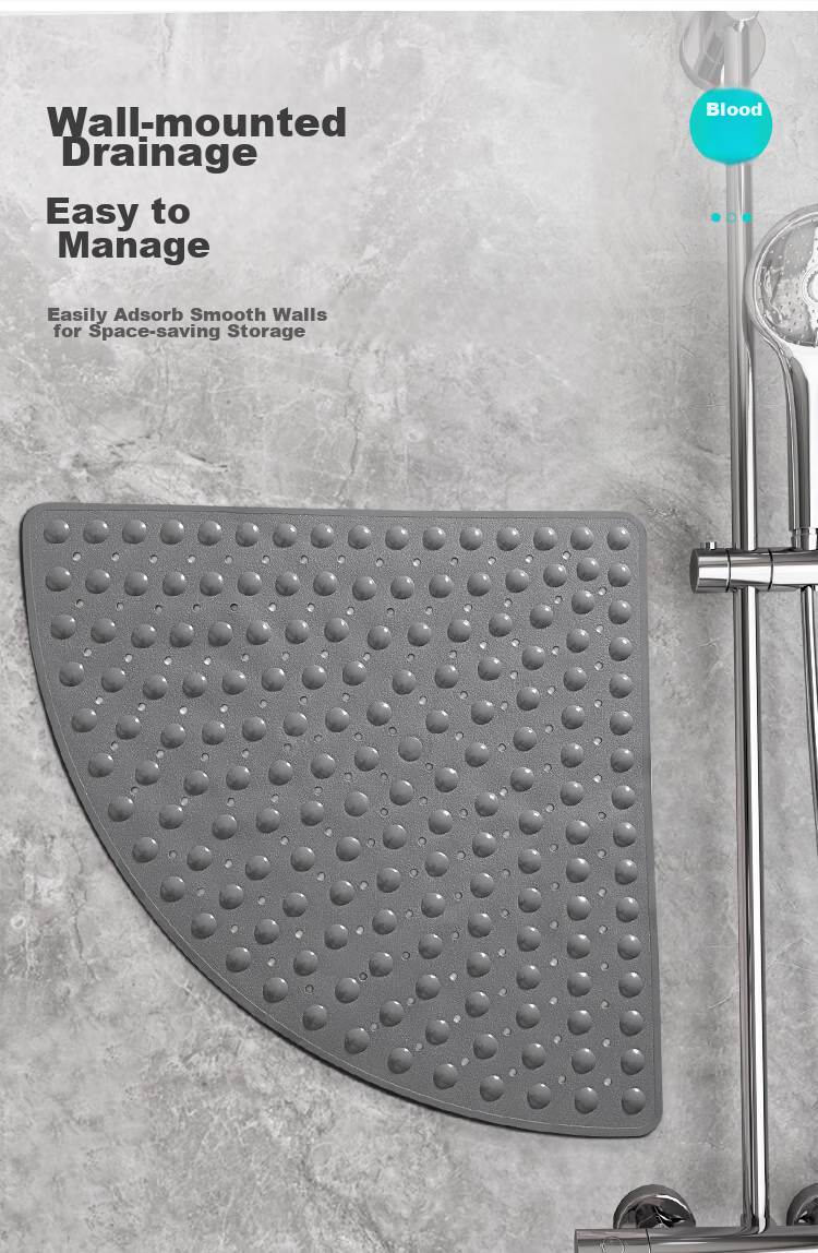 Dajiang PVC Bathroom Non-Slip Mat, Shower Room Toilet Bathing Anti-Fall Fan-Shaped Floor Mat for Elderly, 70x70cm 9