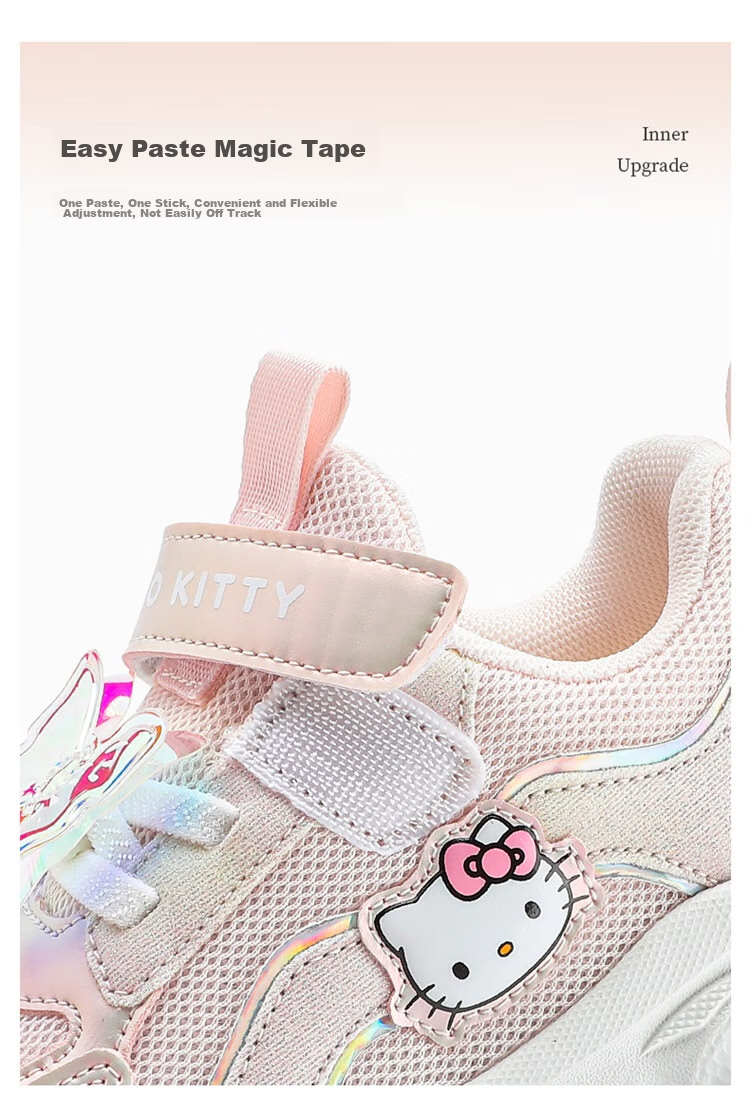 HELLOKITTY Girls' Sneakers, Children's Soft-Soled Lightweight Casual Shoes, Versatile Running Shoes for Girls, 6801 Pink, Size 24 3