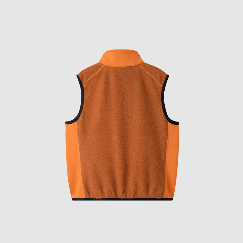 Annil Children's Clothing, Boys And Girls Stand-Collar Vest, 2024 Autumn New Style, Amber Brown, Size 140