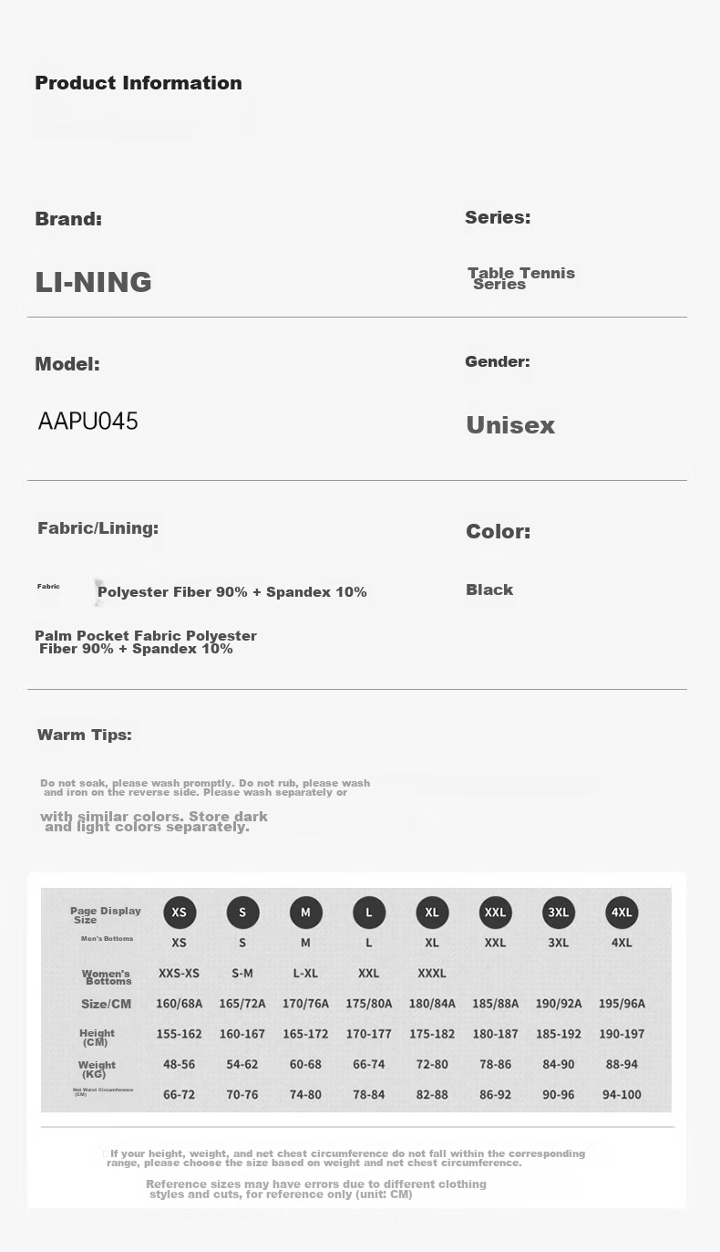Li-Ning Table Tennis And Badminton Shorts, Quick-Dry Team Uniform for Men And Women, Competition And Training Sportswear, 2XL 17