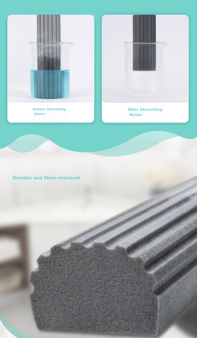 MIAOJIE Sponge Mop with 27cm Handle, 124cm Total Length, 1 Head Foldable Lazy Household Mop, No-Hand Cleaning Sponge Absorbent 6