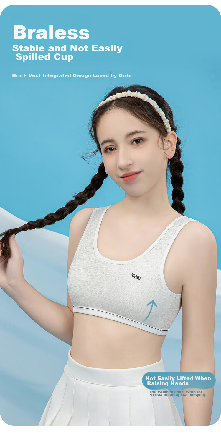 YUZHAOLIN Girls' Underwear for Puberty, First Stage for Elementary School Students Aged 8-12, Anti-Nipple Girls' Children's Camisole 6