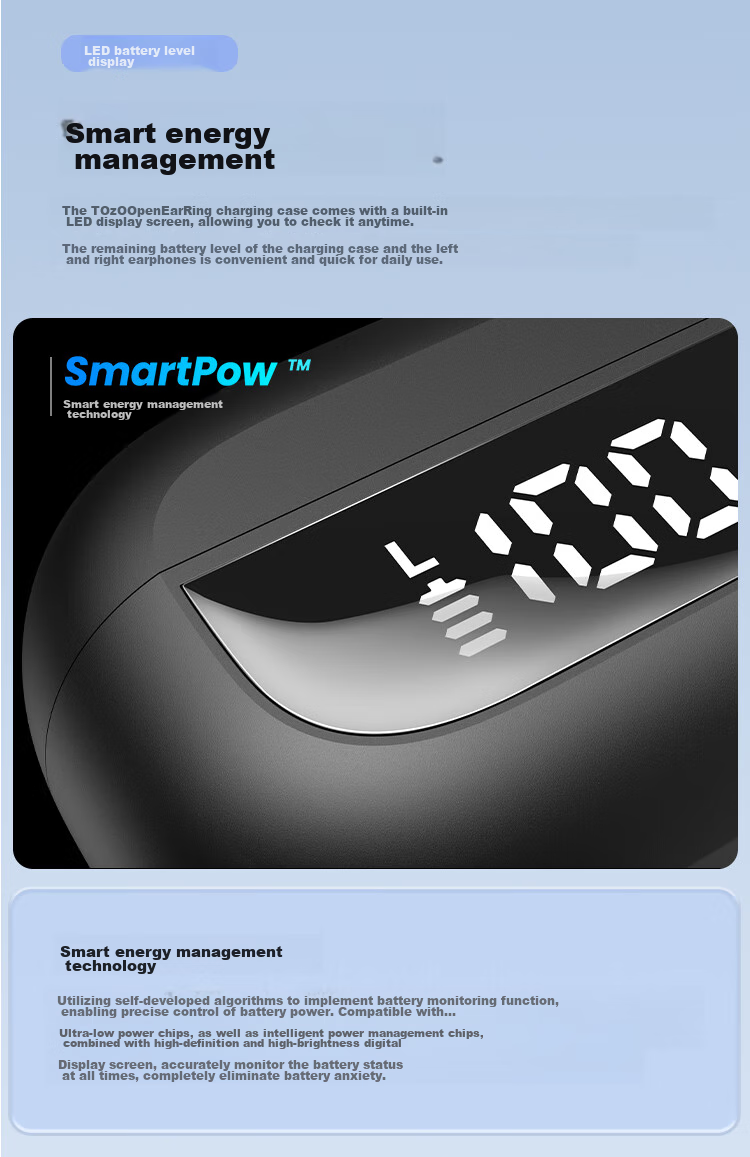TOZO Open-Ear Headphones, Wireless Bluetooth Earphones for Running And Sports, AI Smart Translation, New Model Open Ear Ring Compatible with Apple, Huawei, Xiaomi 6