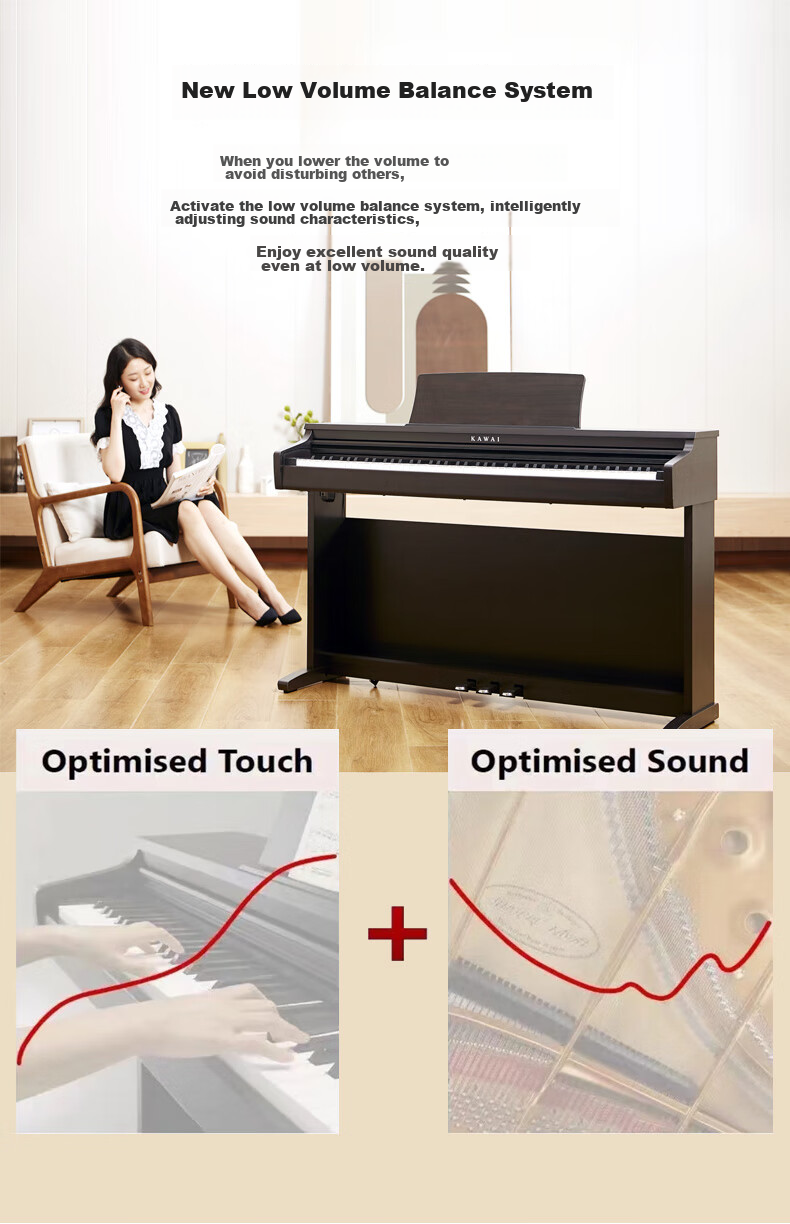 Kawai Digital Piano KDP120GR, 88-Key Weighted Hammer Action, for Adults And Children, Beginners And Professionals, Home Use, Upright Piano 6