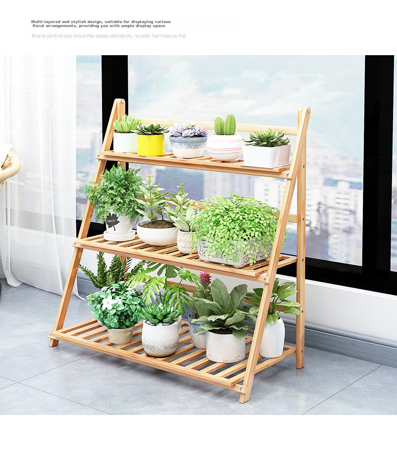Yijia Flower Stand, Balcony Plant Rack, Multi-Layer Indoor Foldable Flower Stand, Home Simple Storage Rack, 3 Tiers 80 3