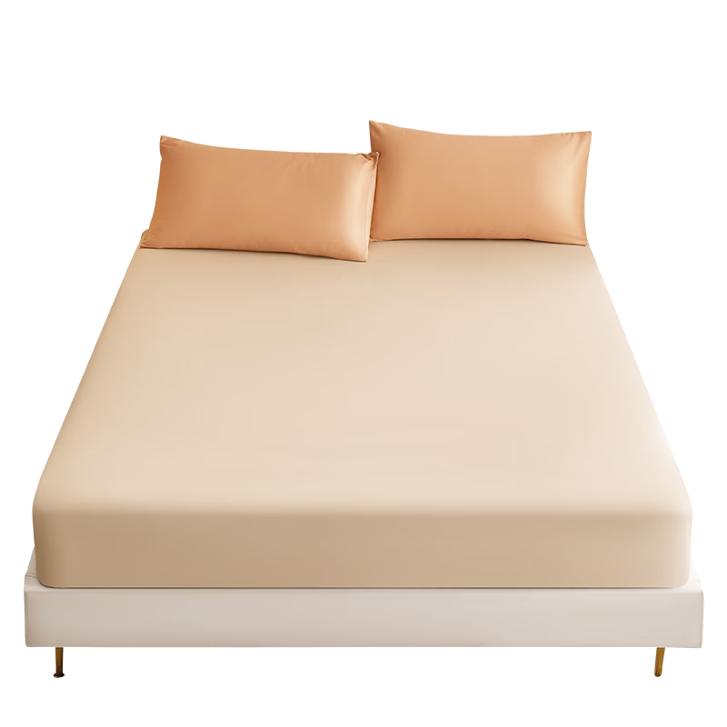 JD Original 60-Count Long-Staple Cotton Sateen Fitted Sheet, Class A Pure Cotton Mattress Protector, for 1.5-Meter Bed, Almond Color