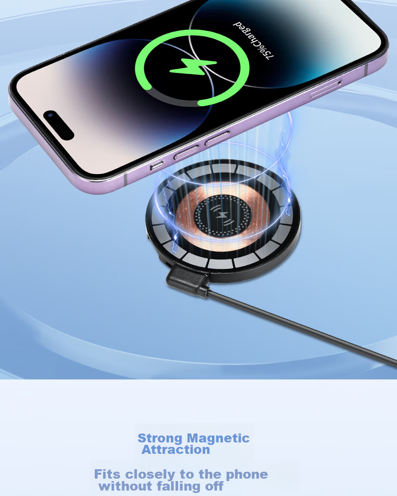 ESCASE MagSafe Magnetic Wireless Charging Stand for IPhone, Two-In Fast Charging Transparent Punk Case for IPhone 15/14/13/12 Pro Max with EarPods, Black 5