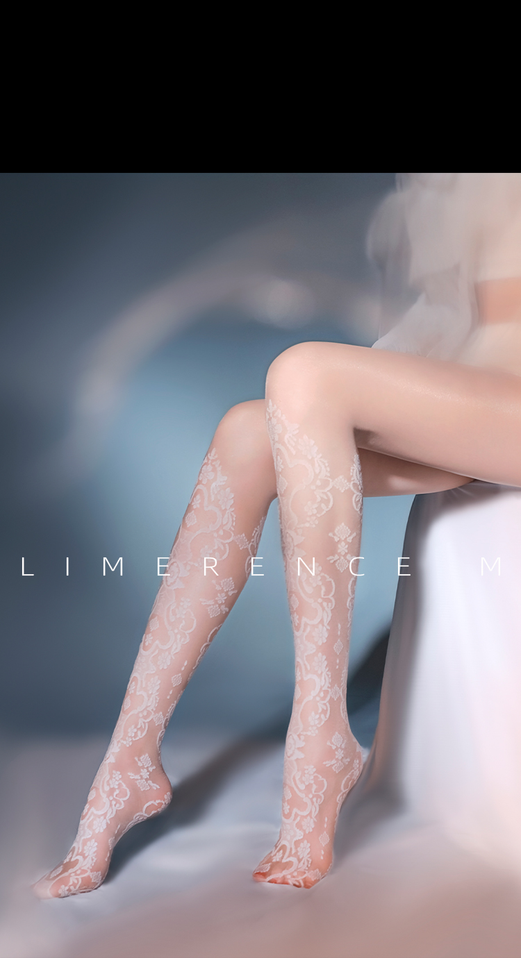 Limerence Venus T-Crotch Stockings, Ultra-Thin Vintage Elegant White Silk Patterned Sexy Dance Versatile Lace Pantyhose 2