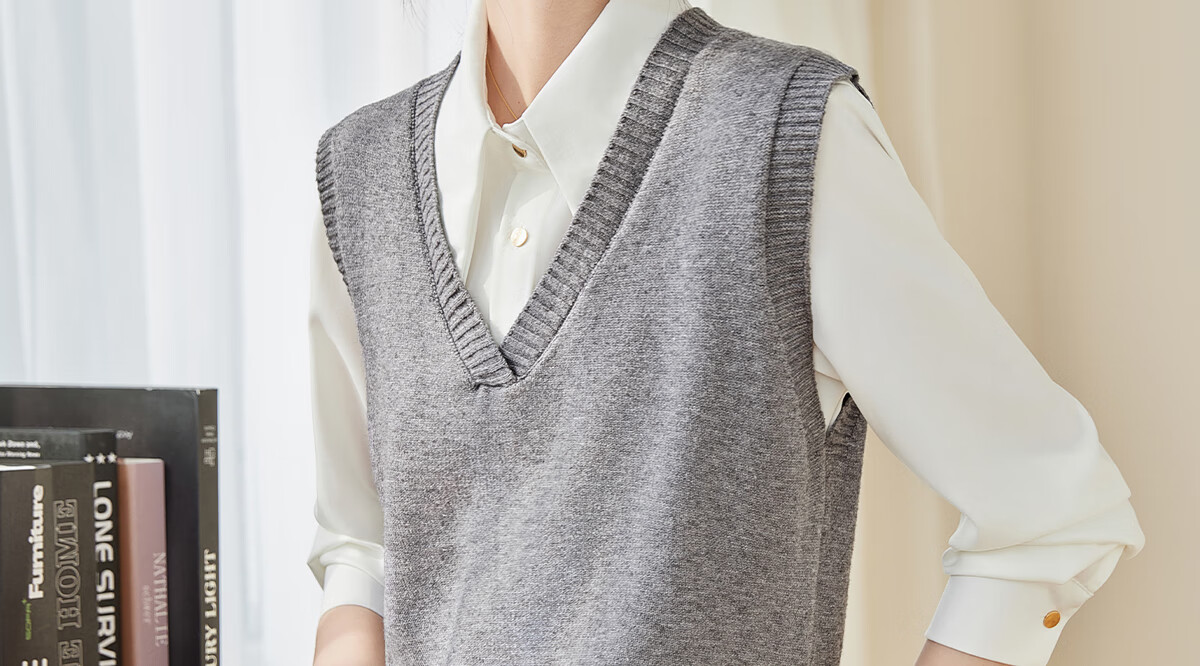 PinCai Knitted Vest for Women, V-Neck Sweater, Sleeveless Cardigan, Loose-Fitting Top P137Z5837 22