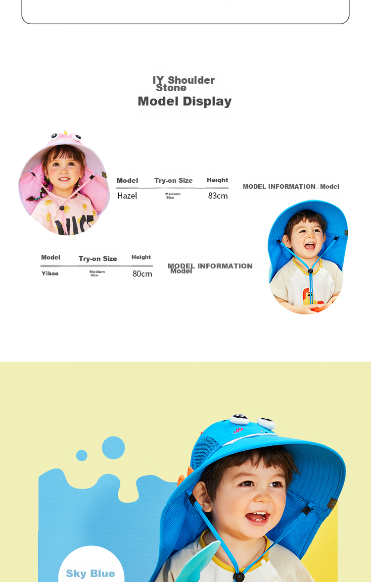 Lemonkid Children's Sun Protection Hat, Summer Baby UV Protection Sun Hat, Boys' Sun Hat, Girls' Parent-Child Fisherman Hat 14