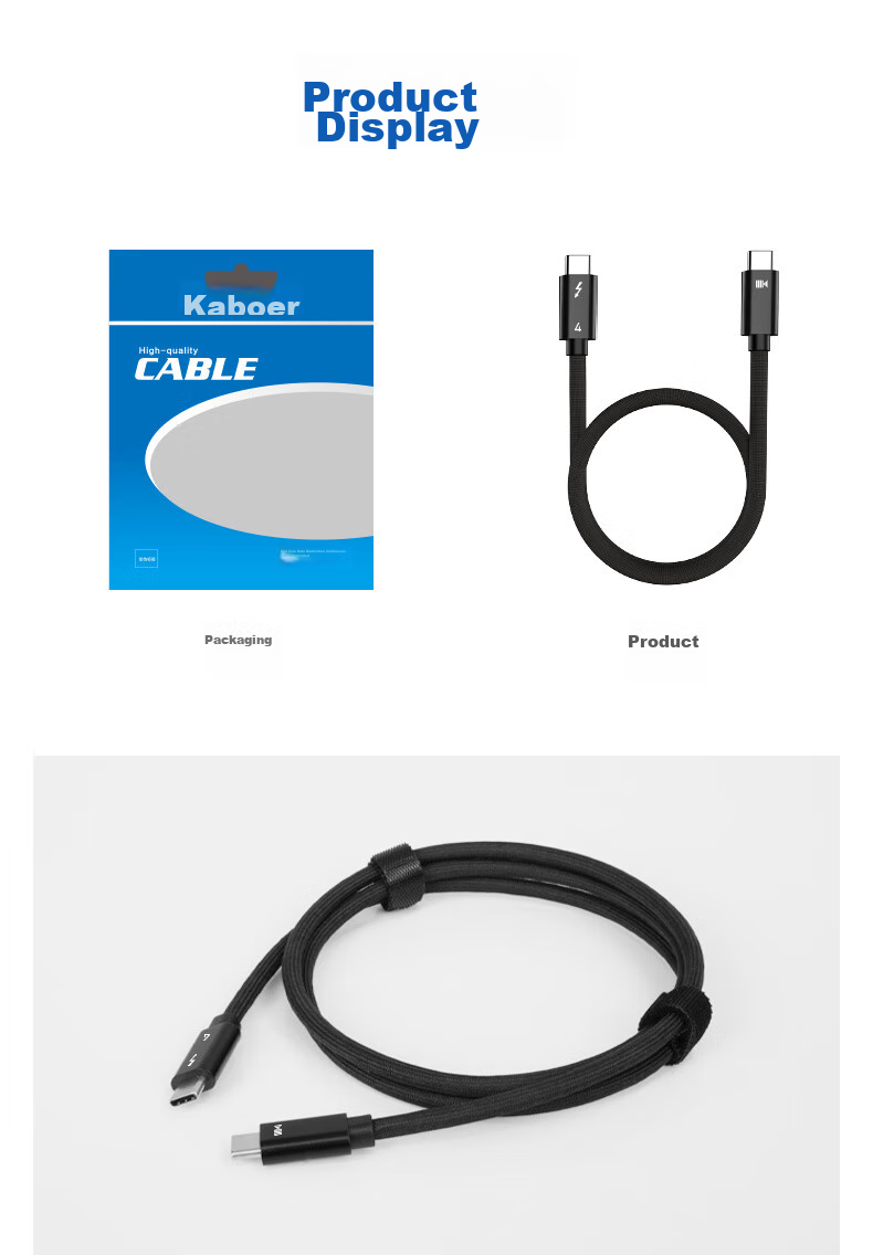 Kaiboer Thunderbolt 4 Data Cable, Type-C Full-Function Cable, 8K Screen Mirroring, 40G Transmission, PD Fast Charging, USB4 Thunderbolt 3 Certified, for Apple IPhone 16 And Monitor Connection, 0.5 Meters 20