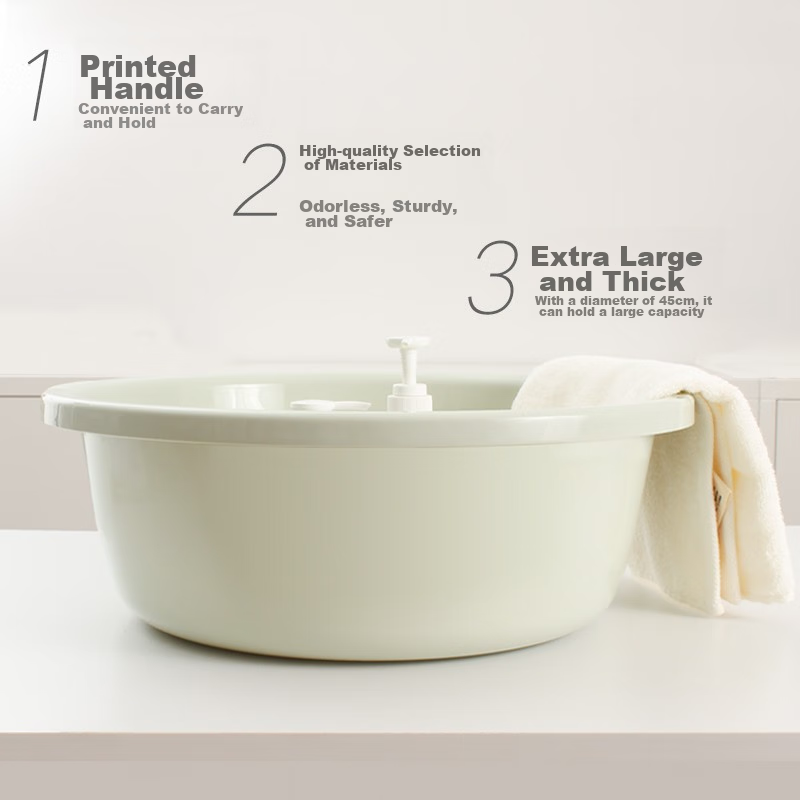 Fuaijia Extra Large 45cm Plastic Washbasin for Face Washing, Vegetable Cleaning, Laundry, Bathing, Foot Washing, And Foot Soaking, 1 Piece