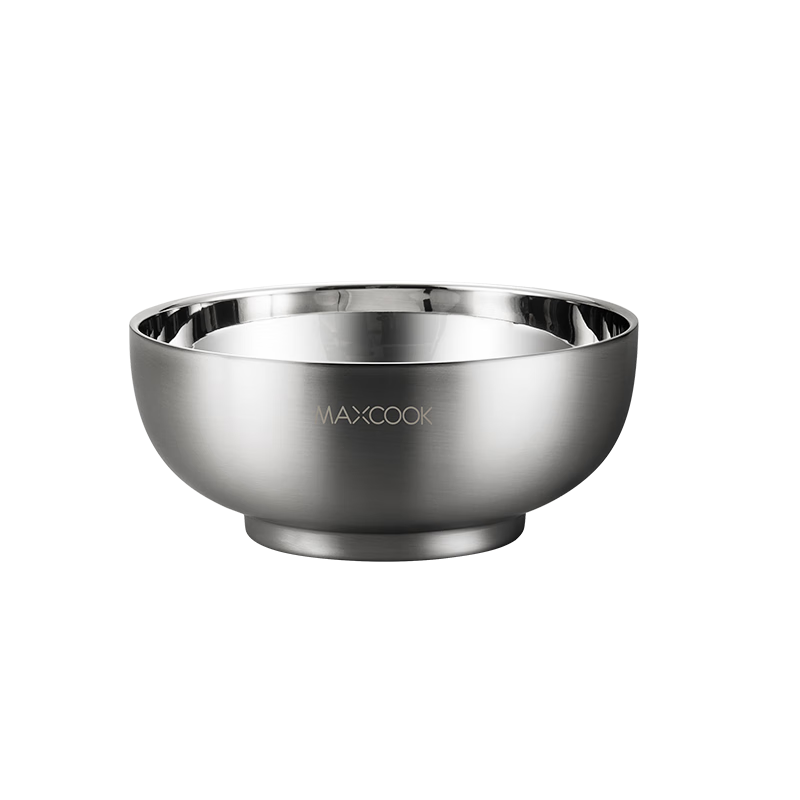 MAXCOOK 316L Stainless Steel Bowl, Salad Bowl Soup Bowl Double-Layer Insulated Rice Bowl Tableware Noodle Bowl 18cm MCWA9874