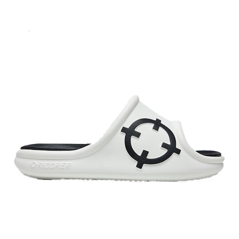 RIGORER Sports Sandals for Men, Waterproof Soft Elastic Basketball Training Thick-Soled Slide Sandals Z121360511 White/black 44