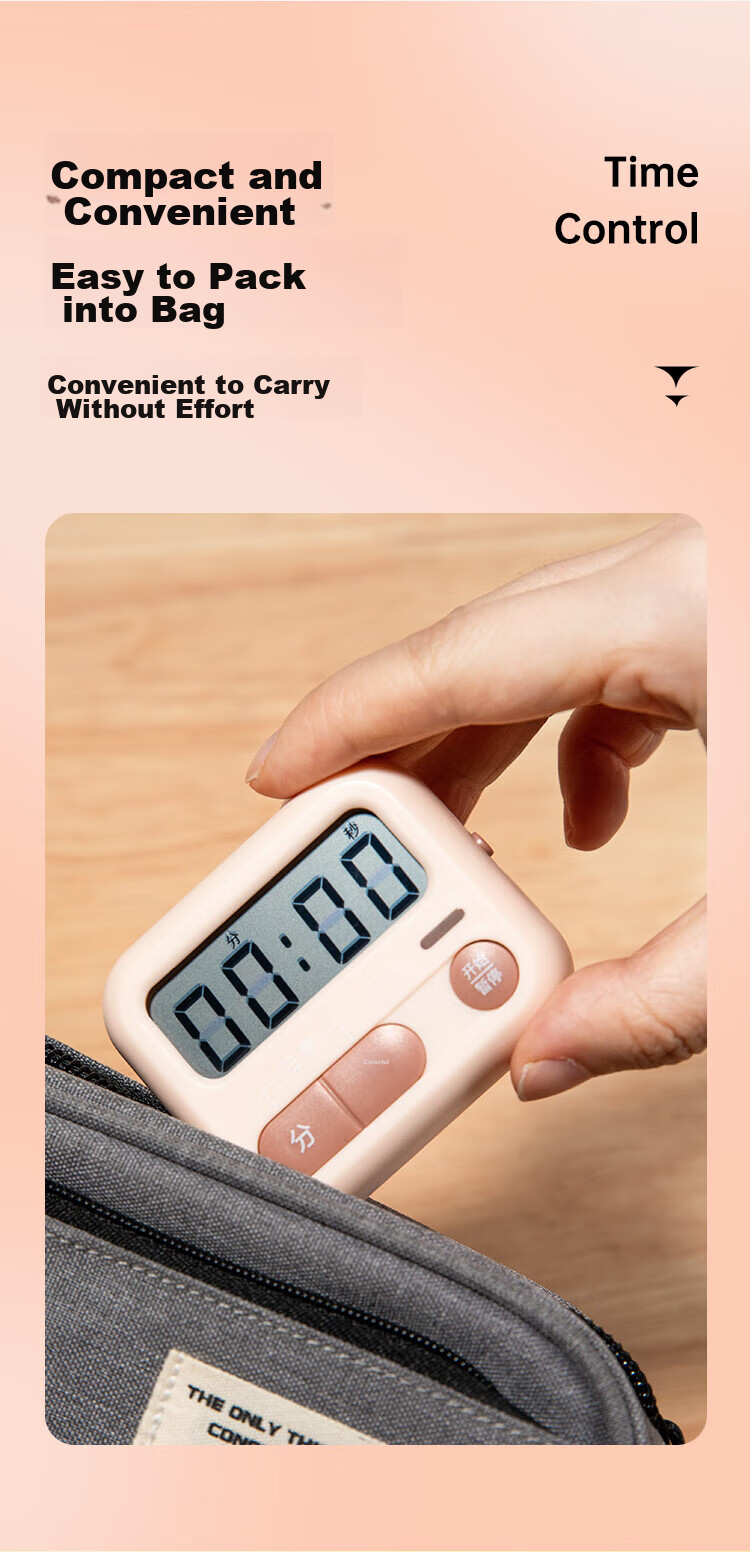COMIX Student Timer, Children's Electronic Timer, Kitchen And Restaurant Timing Tool Alarm Clock, Magnetic Kitchen Baking Countdown Children's Gift, XS-2 Pink 4