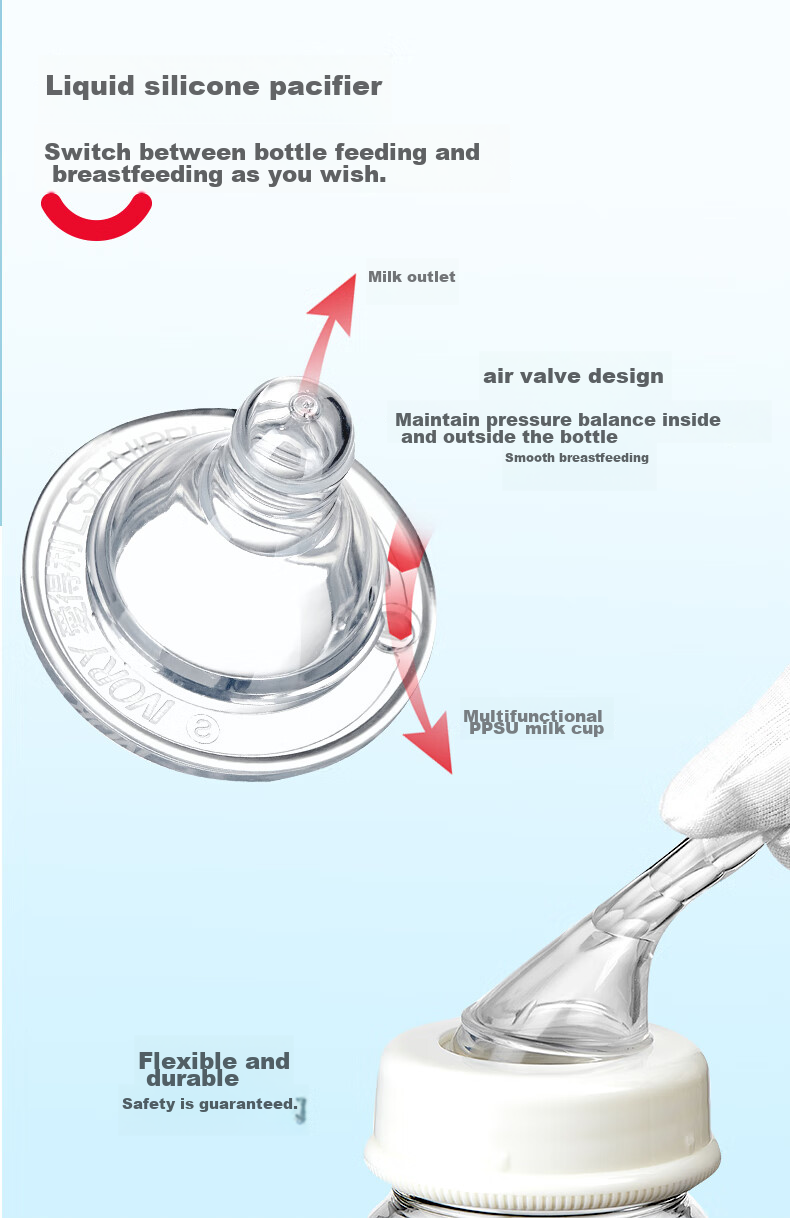 Evorie Wide-Mouth Straw Bottle with Handle, PP Material Baby Bottle 240ml (Random Color) 4