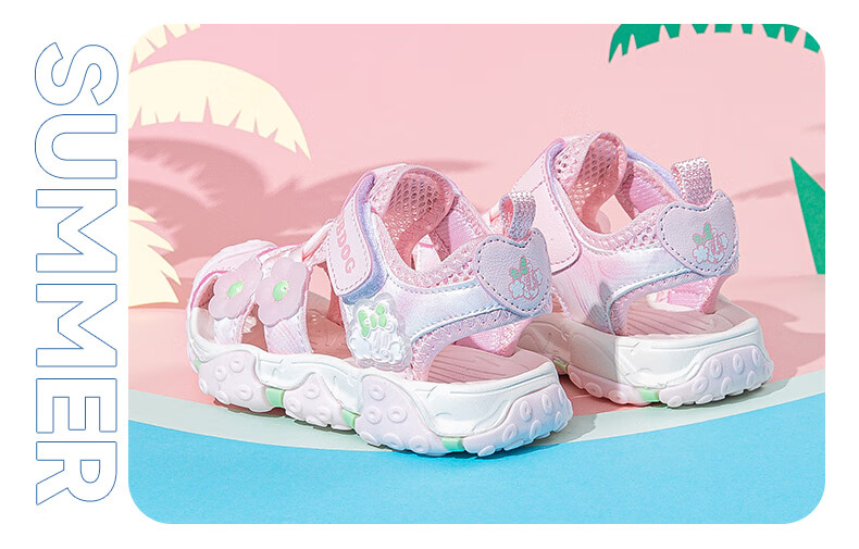 BOBDOG Girls Summer Closed-Toe Soft Sole Breathable Beach Sandals 105542031 Light Pink Size 30 6