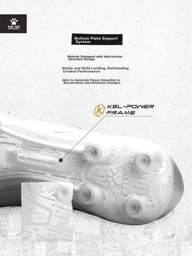 KELME Adult Soccer Cleats for Men, Holy Grail Series FG Long Studs, Non-Slip Breathable Training Shoes, White, Size 45 9